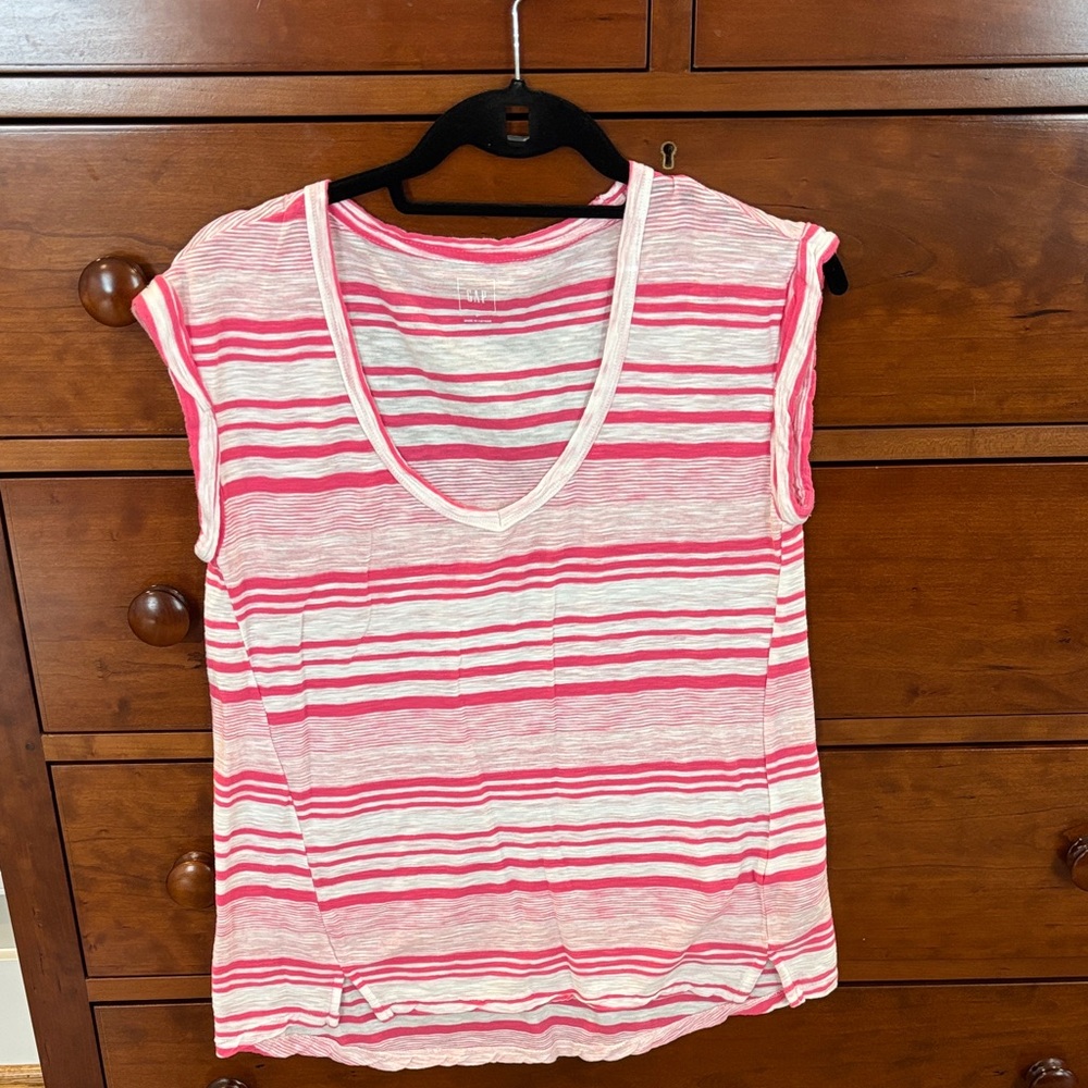 Gap Striped Pink and White Women's Top